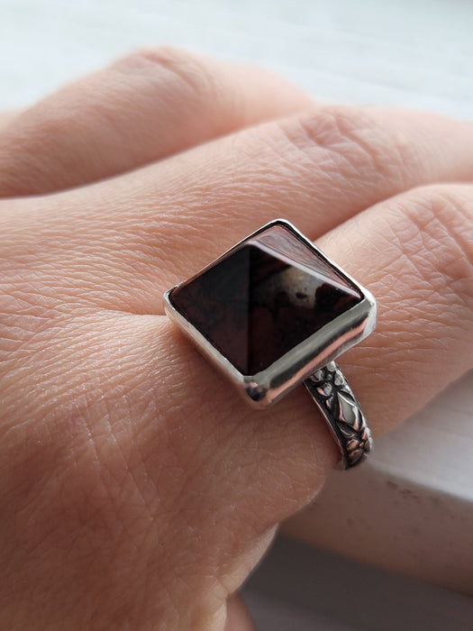 Bloodstone Pyramid Ring