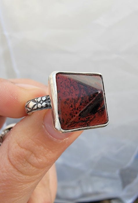 Bloodstone Pyramid Ring