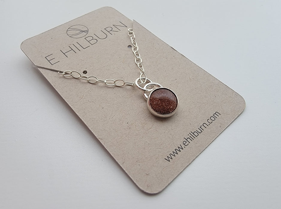 Dainty Sterling Silver Goldstone Necklace