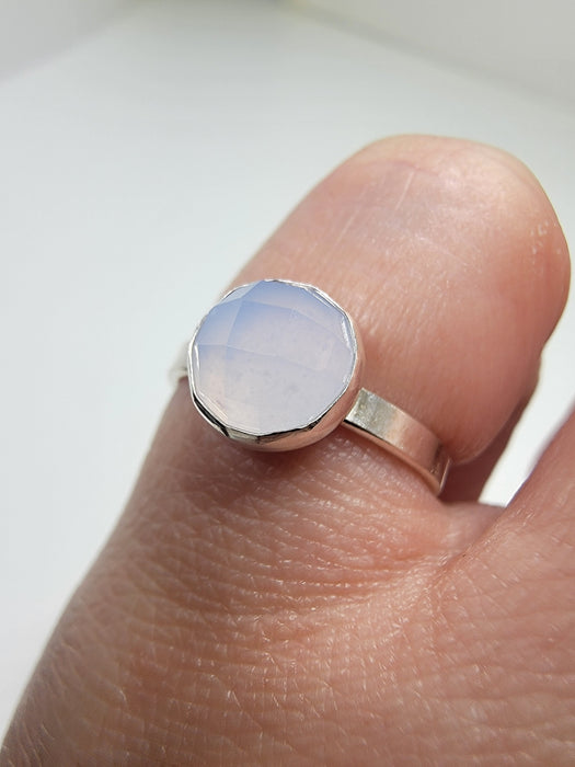 Sterling Silver Blue Chalcedony Ring Size 5